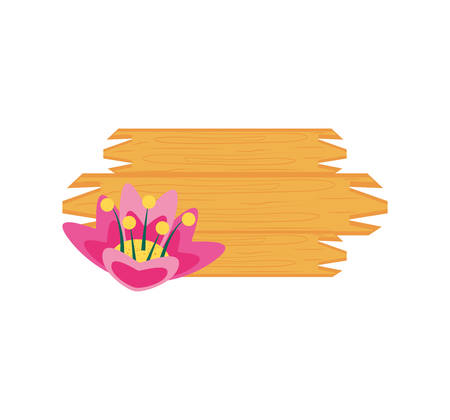 wooden label with flower natural isolated icon vector illustration designのイラスト素材