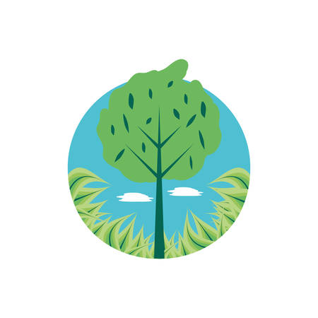 tree plant in frame circular vector illustration designのイラスト素材