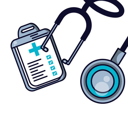 stethoscope medical with clipboard of hospital vector illustration designのイラスト素材