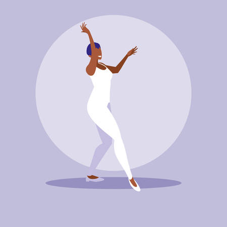 woman black dancing avatar character vector illustration designのイラスト素材