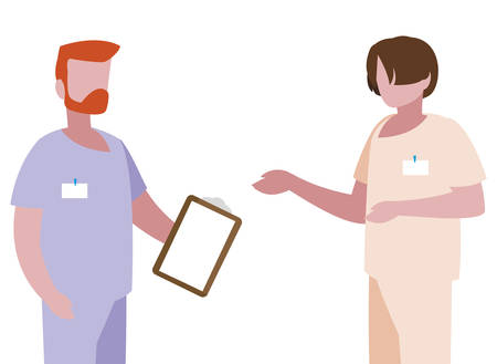 male medicine workers with uniforms vector illustration designのイラスト素材