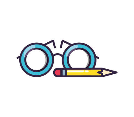 optical eyeglasses with pencil vector illustration designのイラスト素材