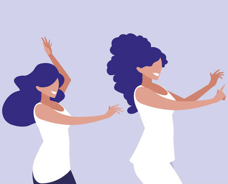 young girls dancing characters vector illustration designのイラスト素材