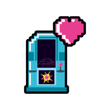 video game console with pixelated heart vector illustration designのイラスト素材