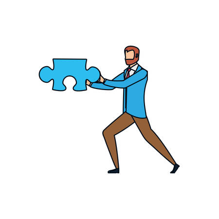 businessman with puzzle piece isolated icon vector illustration designのイラスト素材