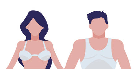 couple with underwear characters vector illustration designのイラスト素材