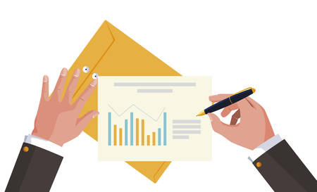 businessman hands working with supplies vector illustration designのイラスト素材