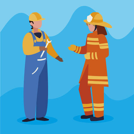 couple of professional workers characters vector illustration designのイラスト素材