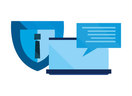 laptop alert shield protection cybersecurity data vector illustrationのイラスト素材