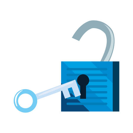 padlock and key cybersecurity data protection vector illustrationのイラスト素材