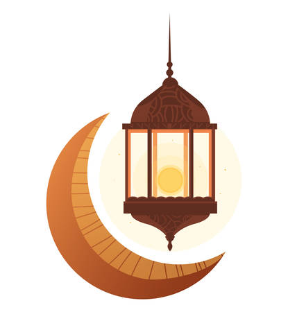 ramadan kareem lamp with moon hanging vector illustration designのイラスト素材