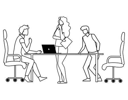 business people teamwork in the office scene vector illustration designのイラスト素材