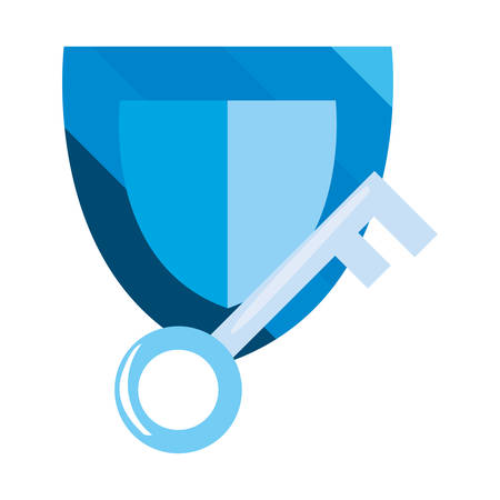 shield and key cybersecurity data protection vector illustrationのイラスト素材