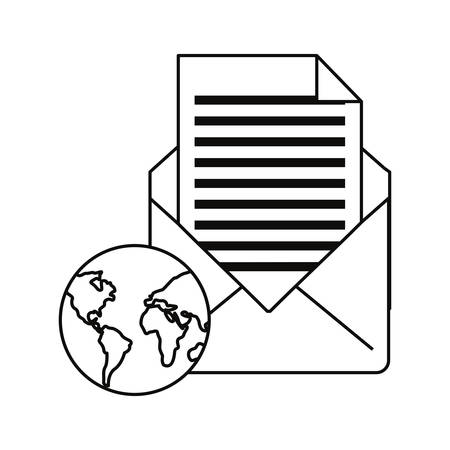 world email message cybersecurity data vector illustration outlineのイラスト素材