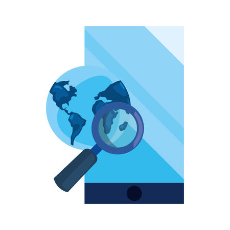 smartphone world magnifier cybersecurity data protection vector illustrationのイラスト素材