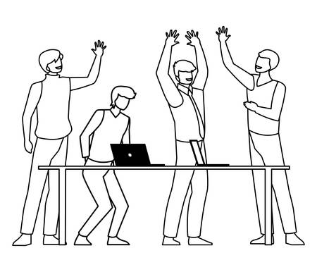 group of businessmen in the office scene vector illustration designのイラスト素材