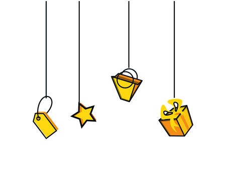 tag commercial hanging with star and set icon vector illustration designのイラスト素材