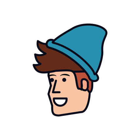 head of young man with winter hat vector illustration designのイラスト素材