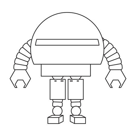 cartoon robot icon over white background black and white design vector illustrationのイラスト素材