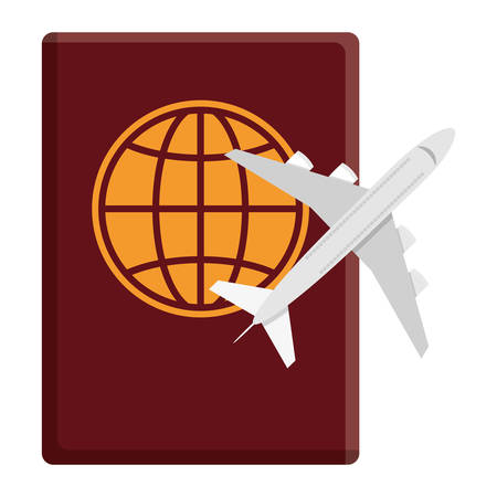 passport international document with airplane vector illustration designのイラスト素材