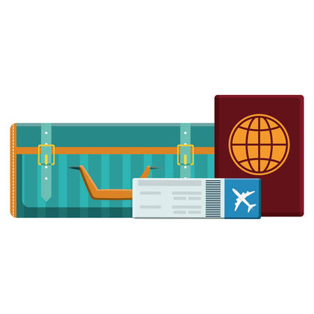 suitcase travel with passport document vector illustration designのイラスト素材