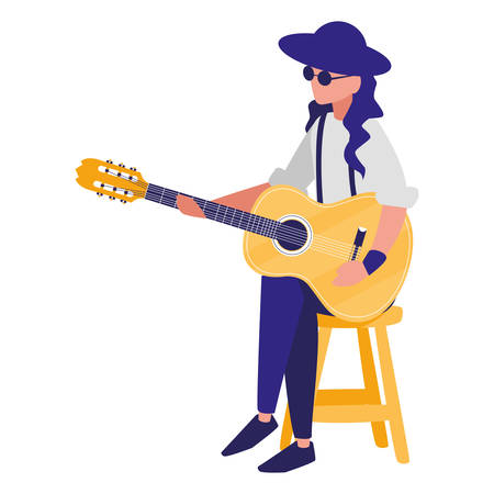 guitarist playing guitar character vector illustration designのイラスト素材