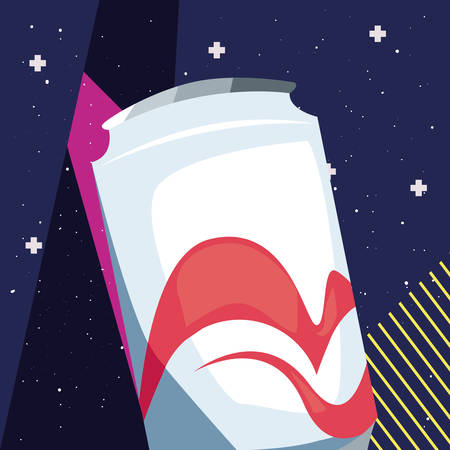 soda can drink retro 80s style memphis background vector illustrationのイラスト素材