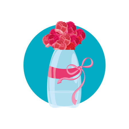 beautiful flower with branch in vase vector illustration designのイラスト素材