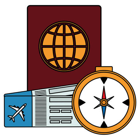 passport document with tickets flight vector illustration designのイラスト素材