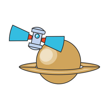 space satellite with planet saturn vector illustration designのイラスト素材