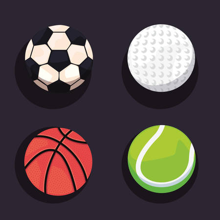 sport balls equipment set soccer basketball tennis golf vector illustrationのイラスト素材