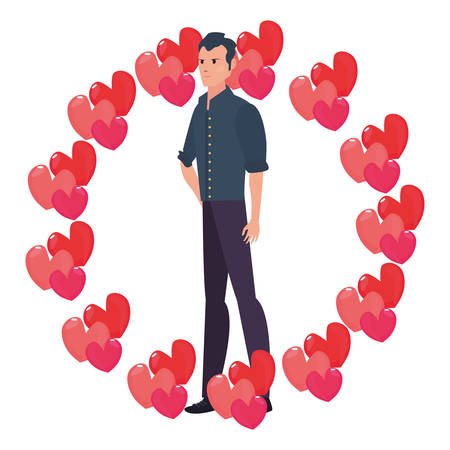 dad wreath love hearts celebration happy fathers day vector illustrationのイラスト素材