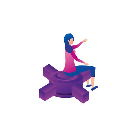 businesswoman worker seated in data center platform vector illustration designのイラスト素材
