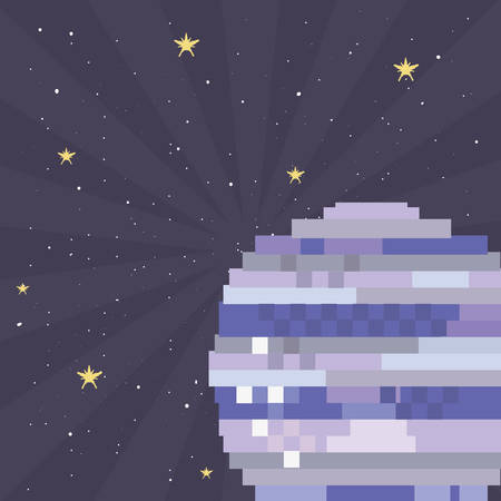pixelated planet space stars background vector illustrationのイラスト素材
