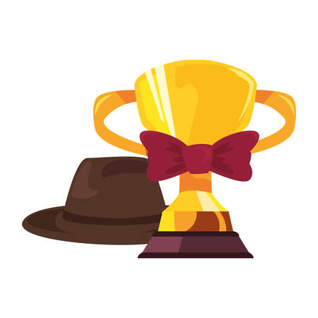 hat trophy and bow tie happy fathers day vector illustrationのイラスト素材