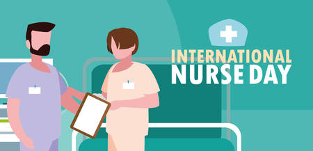 international nurse day with group of professionals vector illustration designのイラスト素材