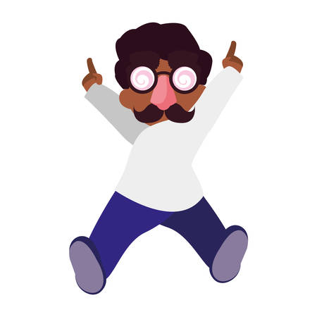 happy little black boy with mask crazy vector illustration designのイラスト素材