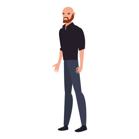 man with casual clothes standing character on white background vector illustrationのイラスト素材
