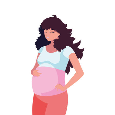 beautiful pregnancy woman character vector illustration designのイラスト素材