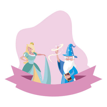 Beautiful Princess With Wizard Of Tales Characters Vector Illustration Designの素材 Fy ストックフォトのamanaimages Plus