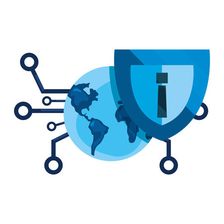 world connection shield cybersecurity data protection vector illustrationのイラスト素材