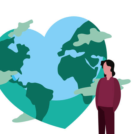 man with planet world happy earth day vector illustrationのイラスト素材
