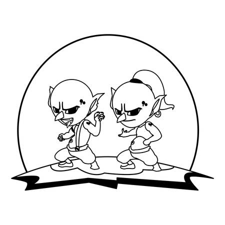 ugly trolls in the camp magic character vector illustration designのイラスト素材