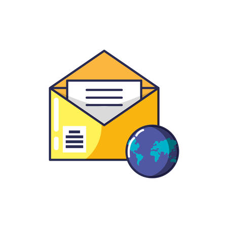 envelope mail open with planet earth vector illustration designのイラスト素材