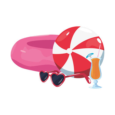 summer time holiday cocktail ball float sunglasses   vector illustrationのイラスト素材