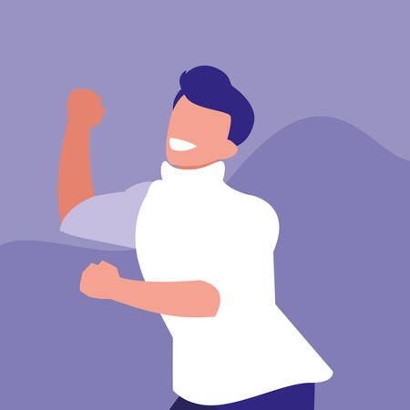 man dancing avatar character vector illustration designのイラスト素材