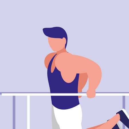 young man practicing gymnasia in bars vector illustration designのイラスト素材