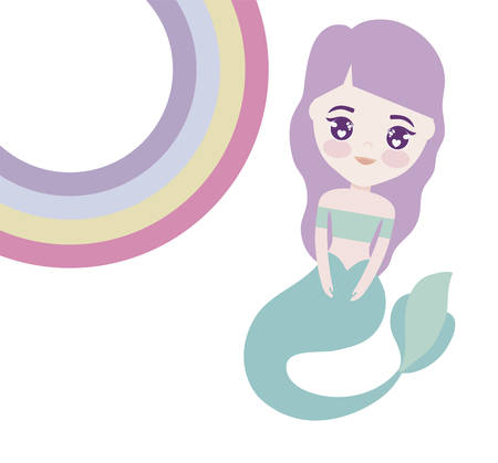 cute mermaid with rainbow vector illustration designのイラスト素材
