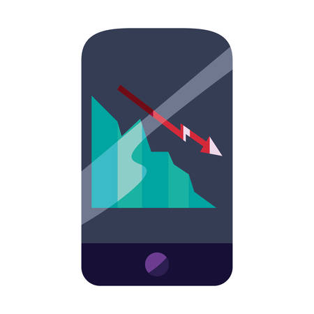 cellphone financial diagram decrease report vector illustrationのイラスト素材