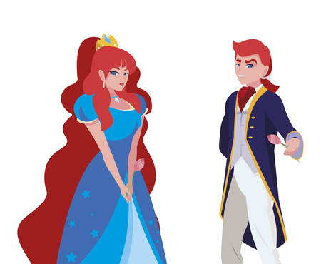 prince charming and princess of tales characters vector illustration designのイラスト素材
